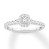 Diamond Engagement Ring 1/2 ct tw Emerald-cut & Round 14K Gold