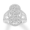 Diamond Engagement Ring 1-1/3 ct tw Princess, Round & Marquise 14K Gold