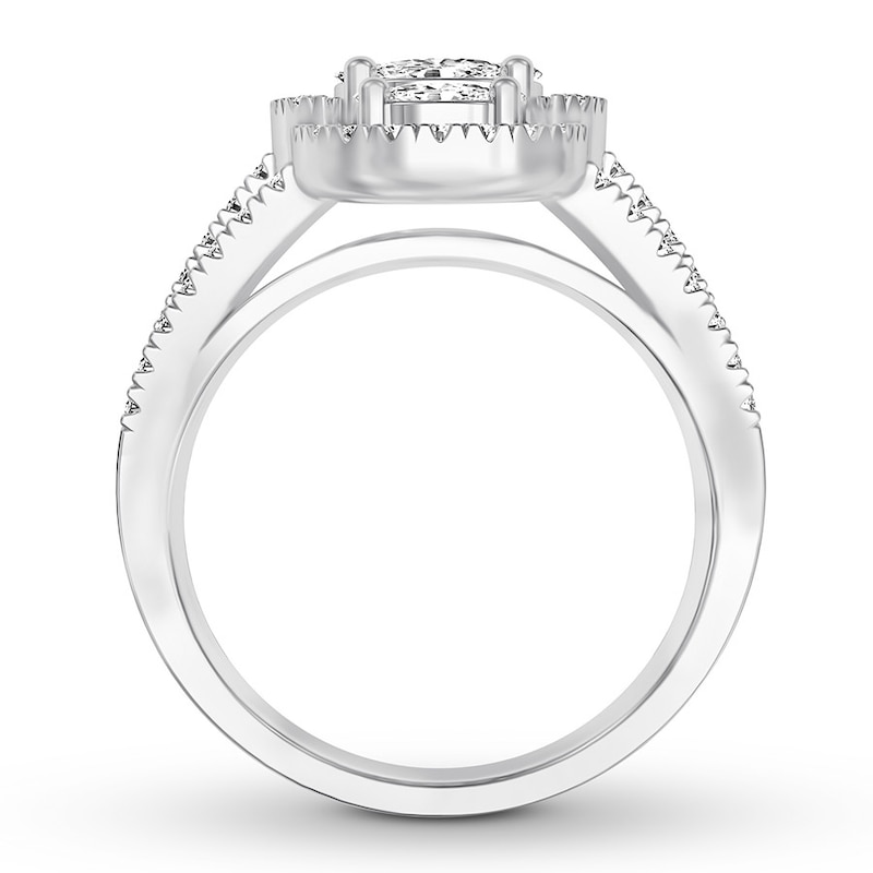Diamond Engagement Ring 1-1/3 ct tw Princess, Round & Marquise 14K Gold