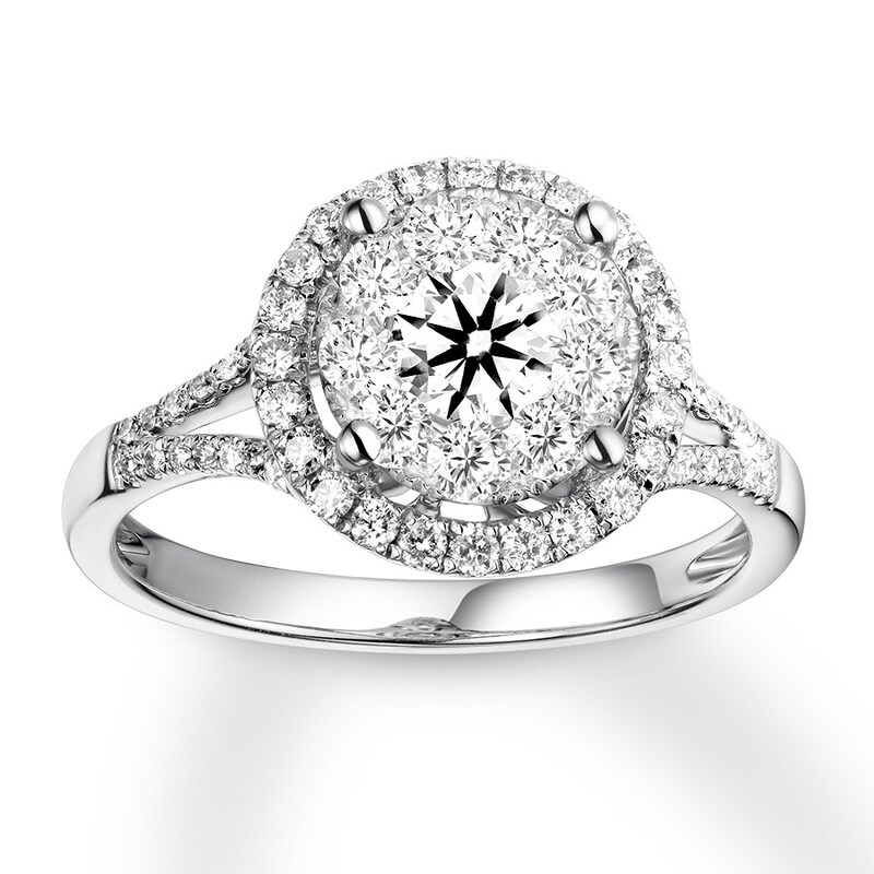 Diamond Engagement Ring 7/8 ct tw Round-cut 14K White Gold