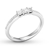 Thumbnail Image 4 of Memories Moments Magic 3-Stone Diamond Ring 3/8 ct tw Princess/Round 14K White Gold