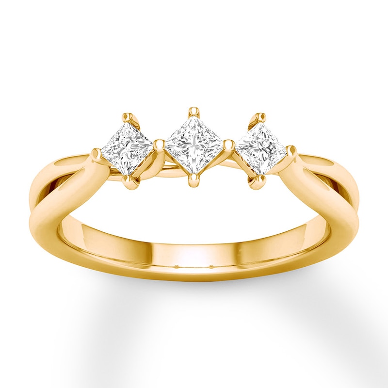 Memories Moments Magic Three-Stone Diamond Ring 3/8 ct tw Princess-cut 10K Yellow Gold