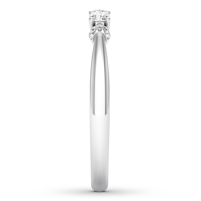 Main Image 3 of Now + Forever Three-Stone Diamond Ring 1/2 ct tw Oval/Round 10K White Gold