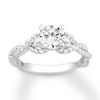 Three-Stone Engagement Ring 1 ct tw Round Diamonds 14K White Gold
