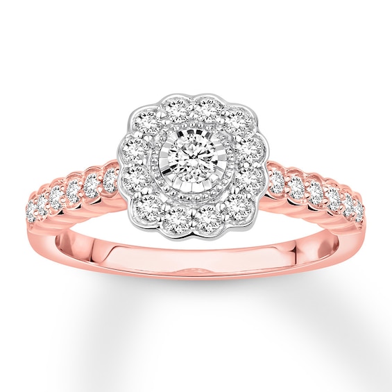 Now + Forever Diamond Engagement Ring 1/2 ct tw Round-cut 10K Two-Tone Gold