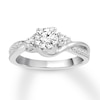 Thumbnail Image 1 of Memories Moments Magic Three-Stone Diamond Ring 1 ct tw Round-cut 14K White Gold