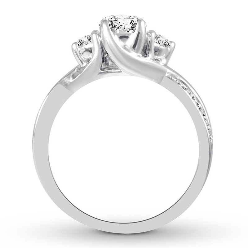 Main Image 2 of Memories Moments Magic Three-Stone Diamond Ring 1 ct tw Round-cut 14K White Gold