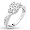 Thumbnail Image 2 of Three-Stone Diamond Ring 1 ct tw Round-cut 14K White Gold
