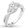 Thumbnail Image 3 of Memories Moments Magic Three-Stone Diamond Ring 1 ct tw Round-cut 14K White Gold