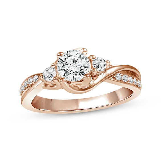 Three-Stone Diamond Ring 1 ct tw Round-cut 14K Rose Gold | Kay
