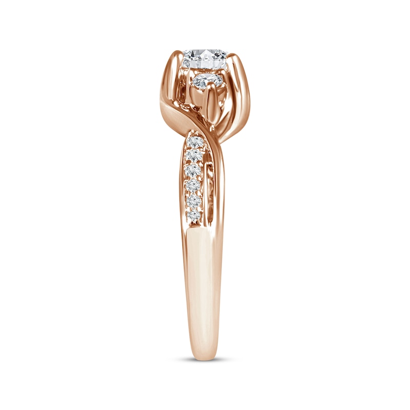 Main Image 2 of Memories Moments Magic Three-Stone Diamond Ring 1 ct tw Round-cut 14K Rose Gold