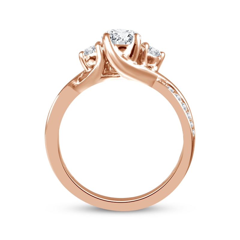 Main Image 3 of Memories Moments Magic Three-Stone Diamond Ring 1 ct tw Round-cut 14K Rose Gold