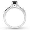 Black & White Diamond Engagement Ring 7/8 ct tw Round-cut 14K White Gold