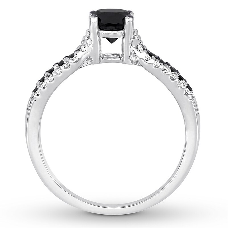 Main Image 2 of Now + Forever Black & White Diamond Engagement Ring 7/8 ct tw Round-cut 14K White Gold