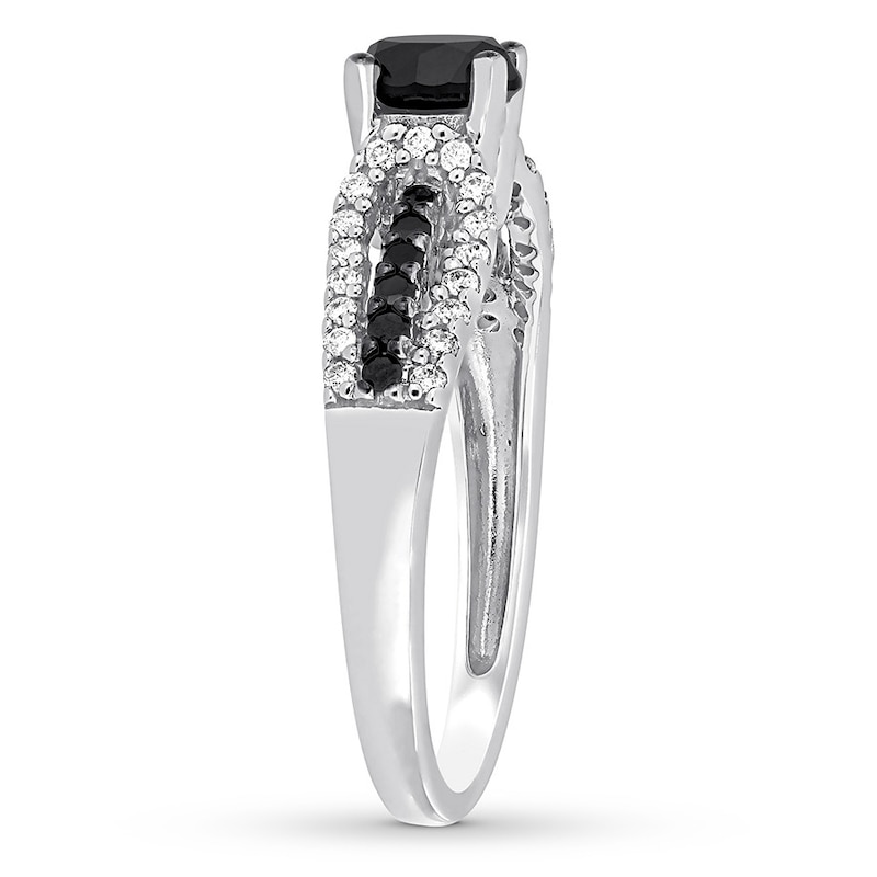 Main Image 3 of Now + Forever Black & White Diamond Engagement Ring 7/8 ct tw Round-cut 14K White Gold