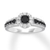 Thumbnail Image 0 of Black & White Diamond Engagement Ring 1 ct tw Round-cut 14K White Gold