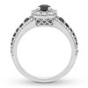 Thumbnail Image 1 of Black & White Diamond Engagement Ring 1 ct tw Round-cut 14K White Gold