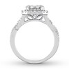 Diamond Engagement Ring 1 ct tw Princess & Round 14K White Gold