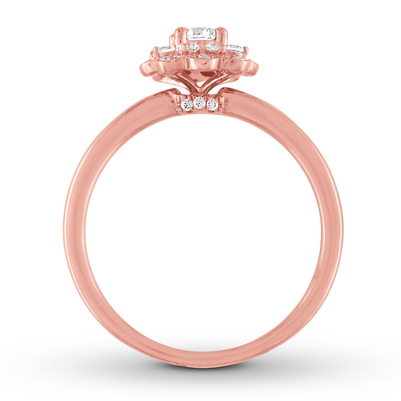 Diamond Floral Engagement Ring 1/2 ct tw Round 10K Rose Gold