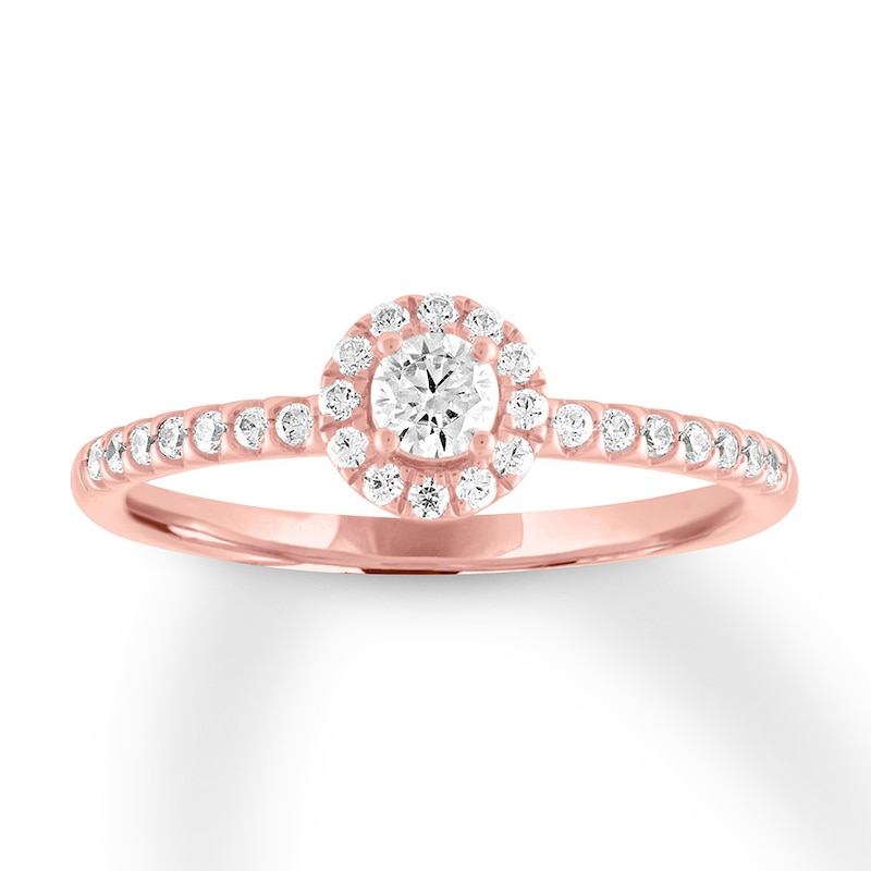Diamond Engagement Ring 3/8 ct tw Round-cut 10K Rose Gold with 360