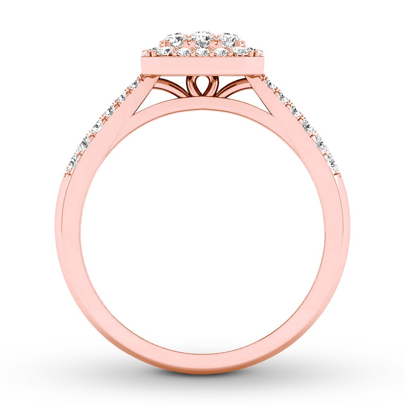 Diamond Engagement Ring 1/2 ct tw Round-cut 10K Rose Gold