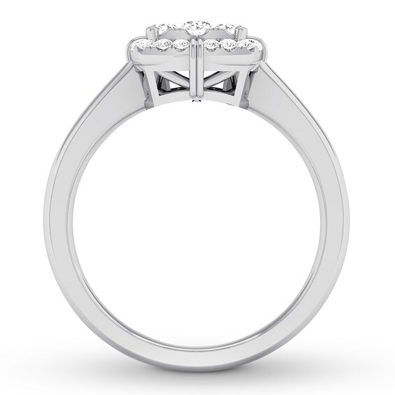 Diamond Engagement Ring 1/4 ct tw Roundcut 10K White Gold Halo