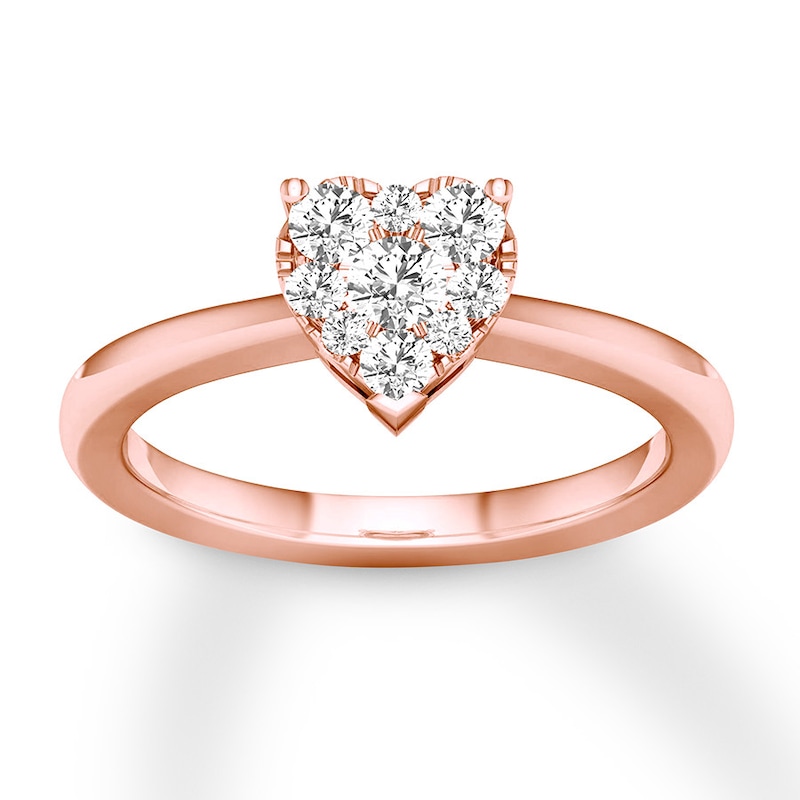 Main Image 1 of Now + Forever Heart Framed Round Diamond Engagement Ring 1/3 ct tw 10K Rose Gold