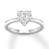 Thumbnail Image 0 of Heart Framed Round Diamond Engagement Ring 1/3 ct tw 10K White Gold