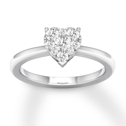 Now + Forever Heart Framed Round Diamond Engagement Ring 1/3 ct tw 10K White Gold