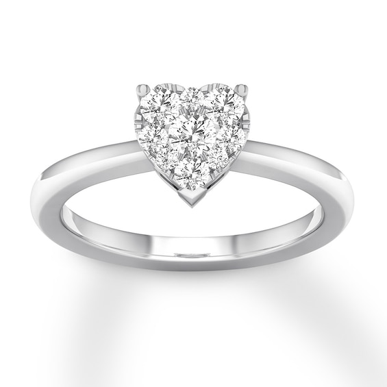 Now + Forever Heart Framed Round Diamond Engagement Ring 1/3 ct tw 10K White Gold