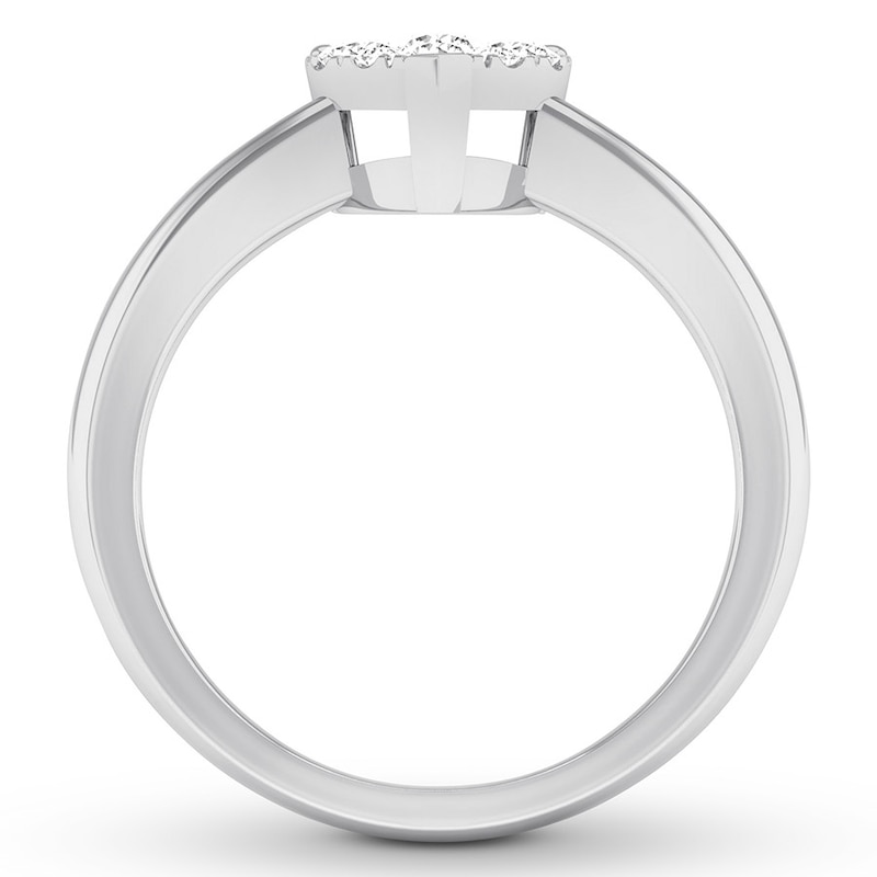 Heart Framed Round Diamond Engagement Ring 1/3 ct tw 10K White Gold