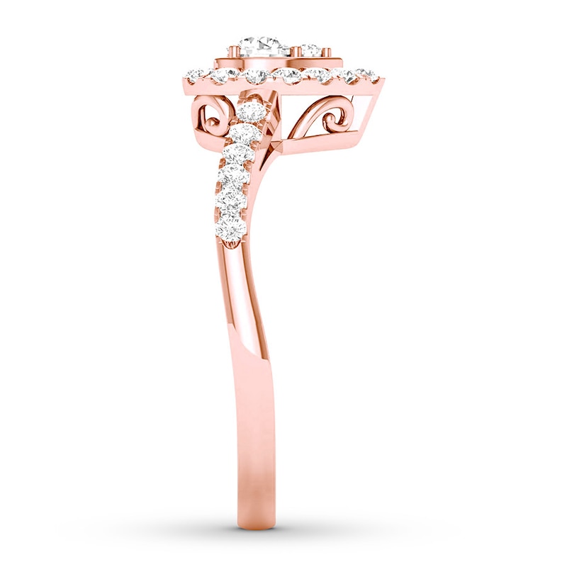 Diamond Engagement Ring 1/3 ct tw Round-cut 10K Rose Gold