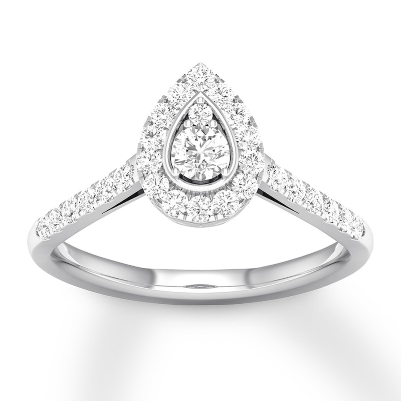 Diamond Engagement Ring 1/3 ct tw Round-cut 10K White Gold with 360