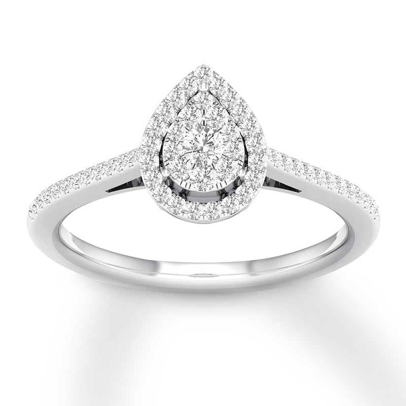 Diamond Engagement Ring 1 ct tw Pear & Round 14K White Gold