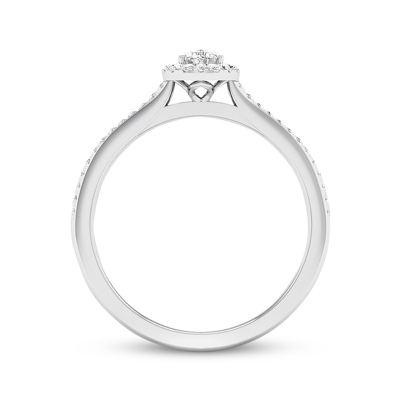 Diamond Engagement Ring 1/3 ct tw Pear & Round 10K White Gold