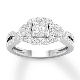 Now + Forever Diamond Engagement Ring 1/2 ct tw Round-cut 10K White Gold