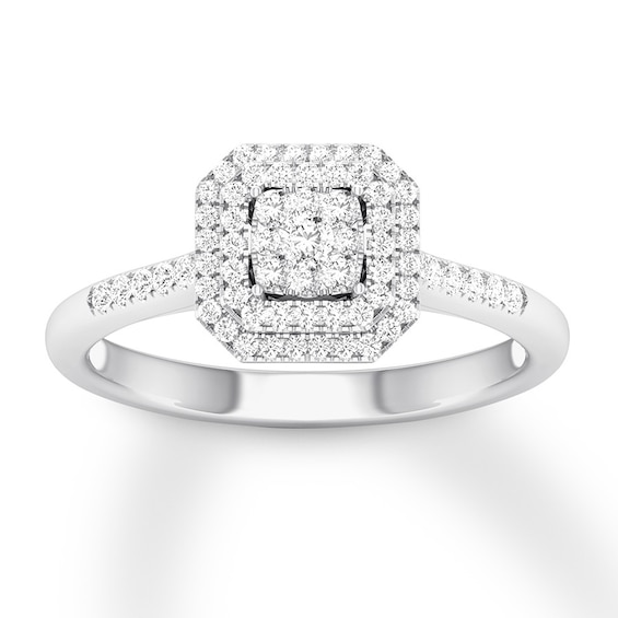Now + Forever Diamond Engagement Ring 1/4 ct tw Round-cut 10K White Gold