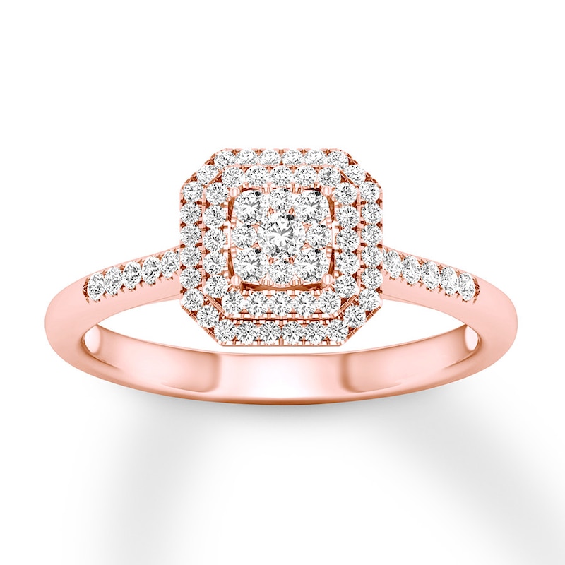 Diamond Engagement Ring 1/4 ct tw Round-cut 10K Rose Gold