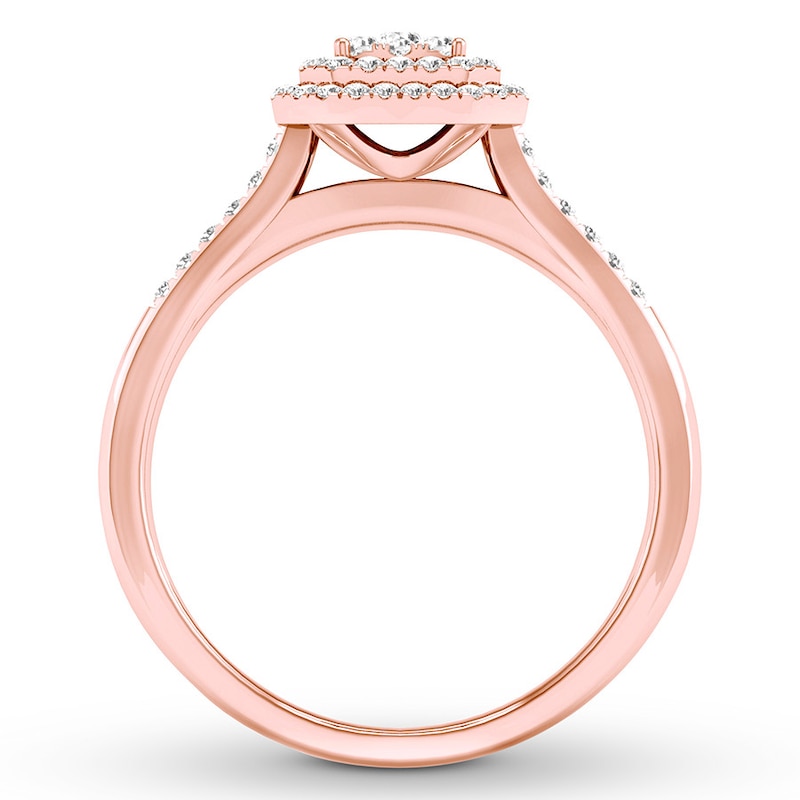 Diamond Engagement Ring 1/4 ct tw Round-cut 10K Rose Gold