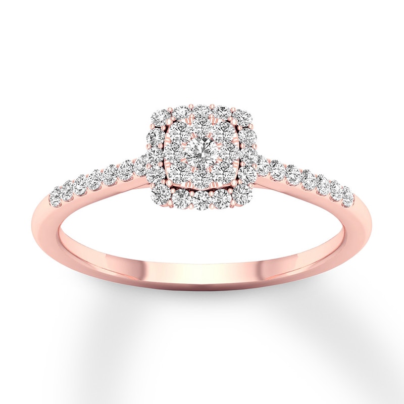 Diamond Engagement Ring 1/4 ct tw Round-cut 10K Rose Gold