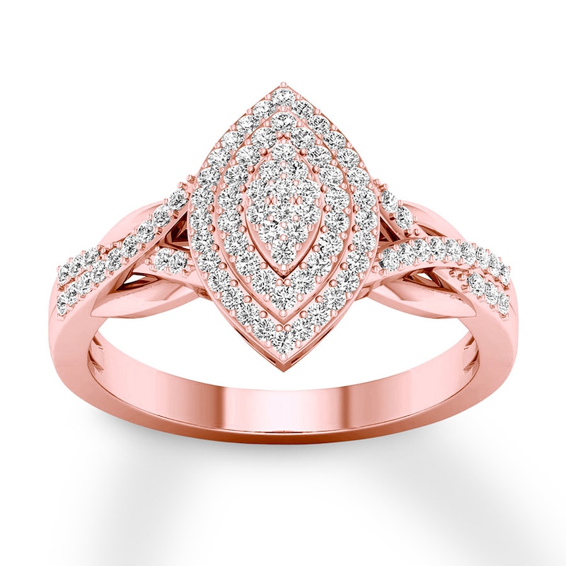 Diamond Engagement Ring 1/4 ct tw Round-cut 10K Rose Gold