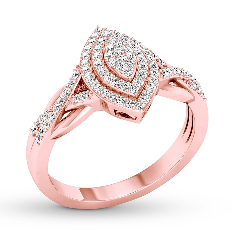 Diamond Engagement Ring 1/4 ct tw Round-cut 10K Rose Gold