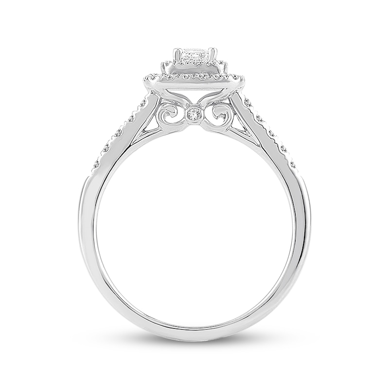 Diamond Engagement Ring 1/2 ct tw Princess & Round-cut 14K White Gold