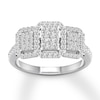 Thumbnail Image 1 of Memories Moments Magic Diamond Engagement Ring 1/2 ct tw Round-cut 10K White Gold