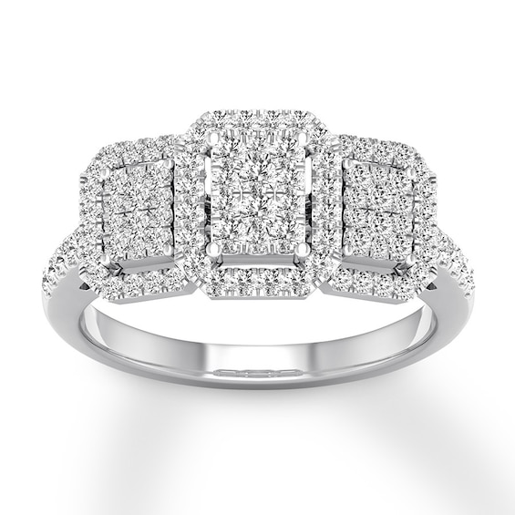Memories Moments Magic Diamond Engagement Ring 1/2 ct tw Round-cut 10K White Gold