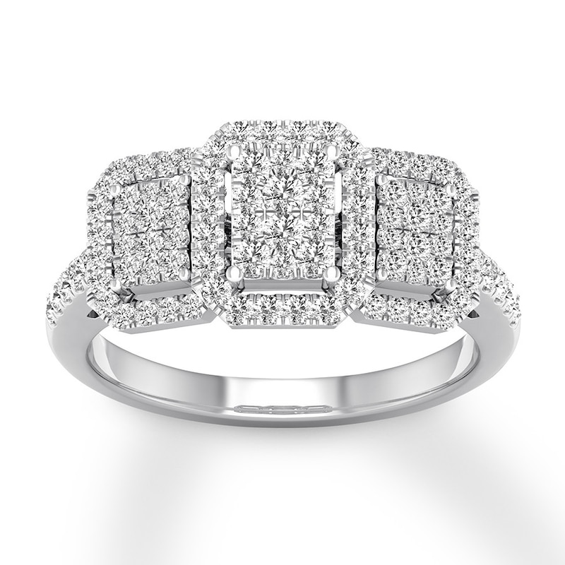 Main Image 1 of Memories Moments Magic Diamond Engagement Ring 1/2 ct tw Round-cut 10K White Gold