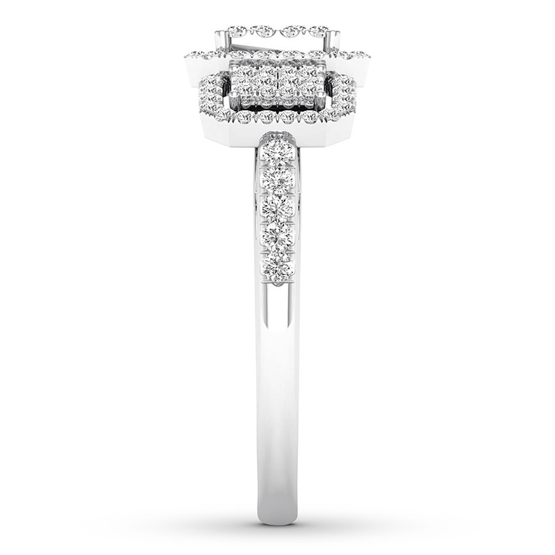Main Image 3 of Memories Moments Magic Diamond Engagement Ring 1/2 ct tw Round-cut 10K White Gold
