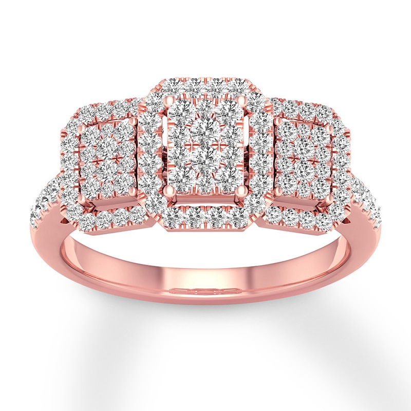 Diamond Engagement Ring 1/2 ct tw Round-cut 10K Rose Gold with 360