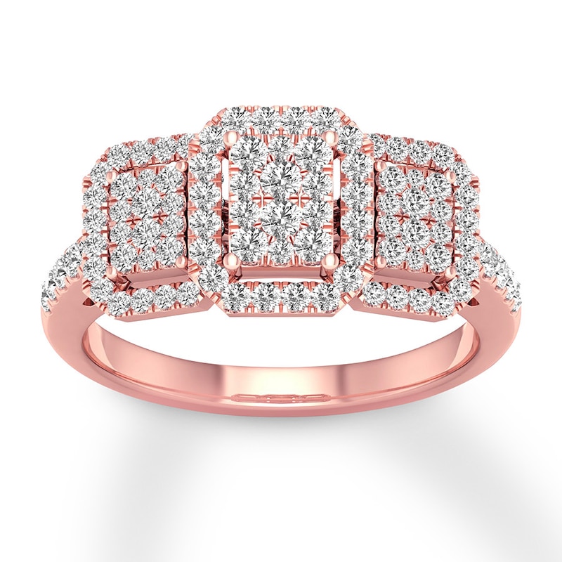 Main Image 1 of Memories Moments Magic Diamond Engagement Ring 1/2 ct tw Round-cut 10K Rose Gold