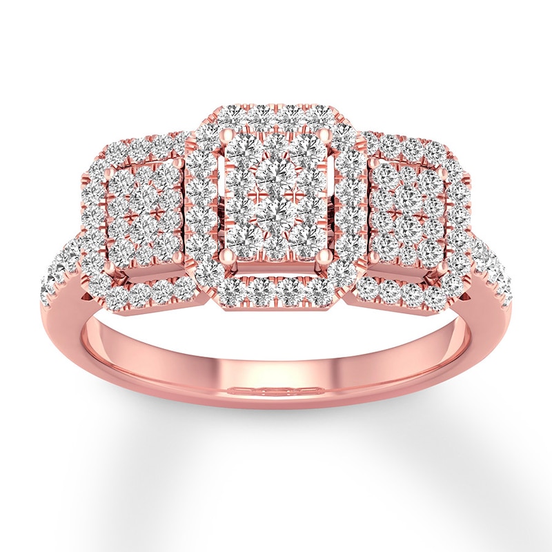 Memories Moments Magic Diamond Engagement Ring 1/2 ct tw Round-cut 10K Rose Gold